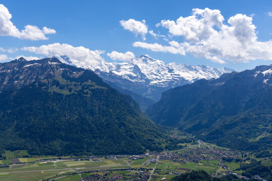 swiss alps with a view from Harder Kulm mountain in europe
