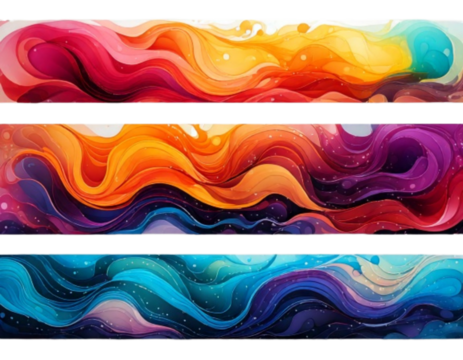Colorful Abstract Fluid Vector Banners, Dynamic Gradient Shapes, Modern Design Set, Isolated on Transparent Background PNG - Powered by Adobe