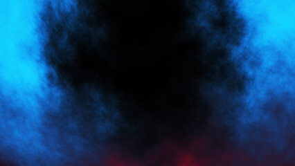 blue fog or smoke on black background.	