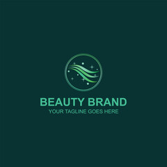 Natural Wave Water Flow Beauty Brand Logo Design with Creative Illustration