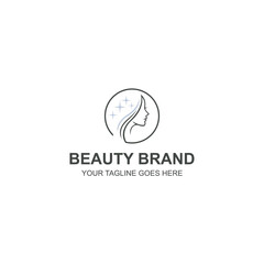 Beautiful Woman Face Profile Beauty Brand Logo Design with Creative Illustration