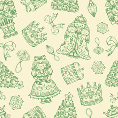 Christmas Seamless Pattern, Pastel Snowman and Santa Ornament Digital Paper, Holiday Sweet