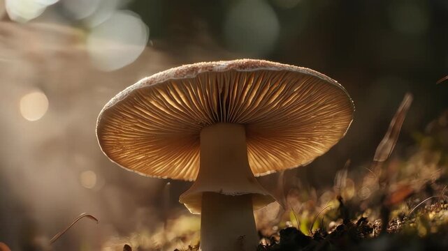 Luminescent mushroom with ethereal glow and intricate details