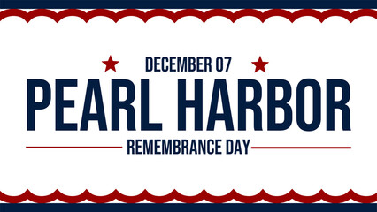 Minimal white background banner for Pearl Harbor Remembrance Day with elegant and respectful layout
