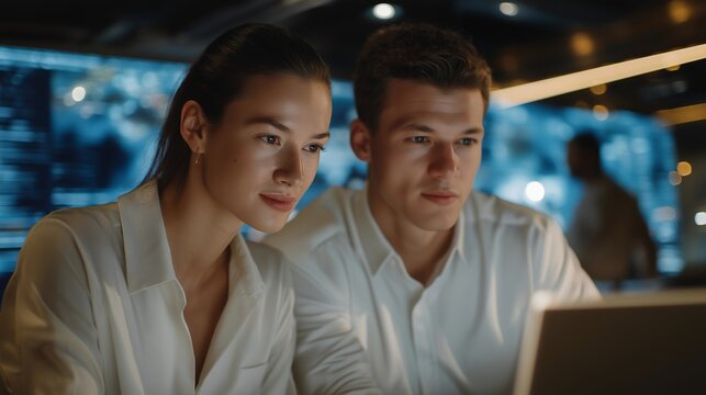 Cyber defense team collaborating under blue ambient lights surrounded by encrypted data flows, emotion of tension visible, representing advanced SOC environments, data forensics, and real-time