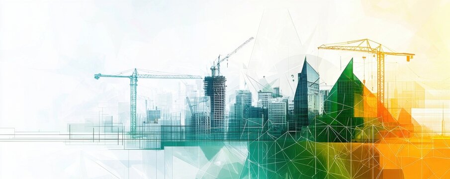 Modern urban skyline with abstract design elements for presentations