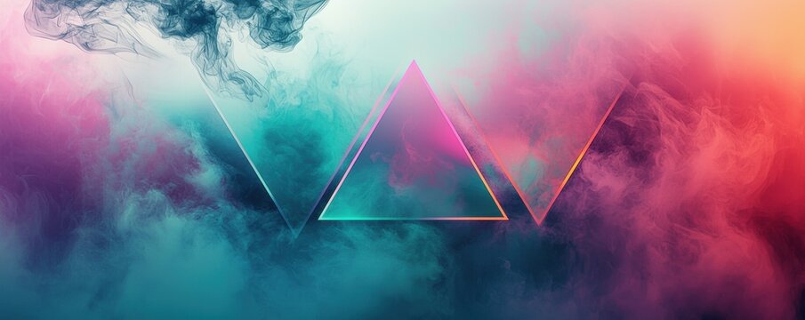 Vibrant geometric abstract wallpaper with colorful smoke and shapes