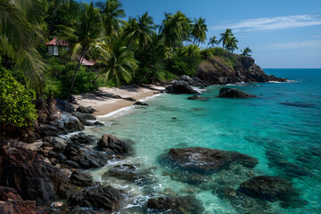 Elysian Oasis: The Pristin Sanctuary of Untouched Isand Amidst Azure Waves andLush Greenery