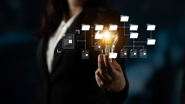 Digital file structure showing folder organization, file hierarchy, and document arrangement. File structure supports management, improves access, and file structure enhances clarity. Latch