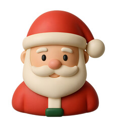 A detailed 3D Santa Claus character with traditional outfit, beard, hat, suitable for holiday marketing and animations.