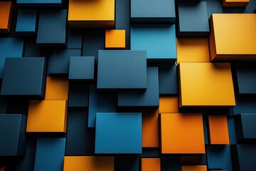 Fototapeta premium Abstract geometric pattern with blue and yellow tiles