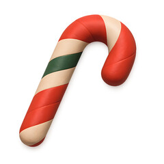 Festive candy cane with red, white, and green stripes, ideal for holiday themes and seasonal promotions.