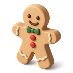 Decorated gingerbread cookie with green bowtie, ideal for holiday and Christmas-themed promotions and festive content.