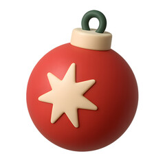 Decorative red Christmas ornament with a white star, ideal for holiday decoration, retail, and seasonal marketing.