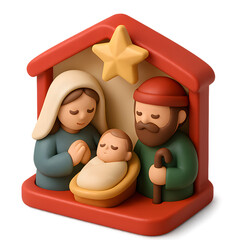 Clay figurines depicting the Nativity scene, ideal for holiday decorations and Christmas displays.
