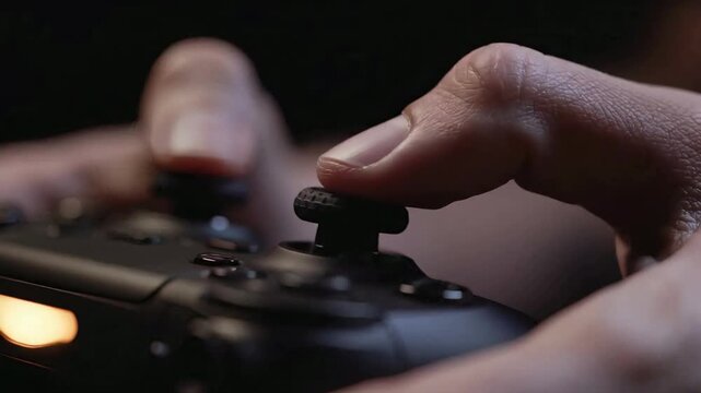 Game Controller Thumbstick Manipulation Macro Shot for Gaming Videos, eSports Tutorials, Game Development Blogs, Controller Reviews, Streaming Content