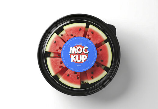 Realistic Food Packaging Mockup with Watermelon Slices