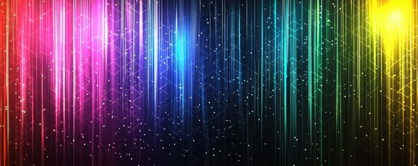 Colorful neon wave background with vibrant rainbow hues and lights
