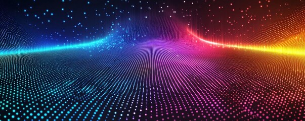 Vibrant neon rainbow lines creating a futuristic abstract background