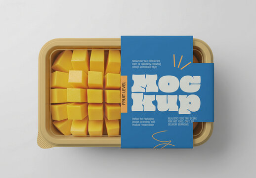 Realistic Fruit Container with Mango Mockup Template
