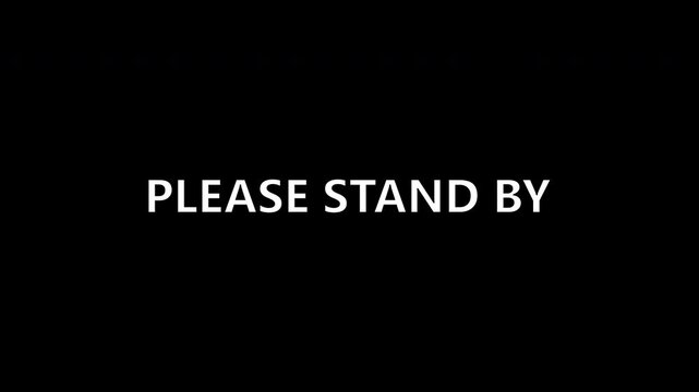 please stand by text word animation with glow neon text effect. 4K animation, Sales Marketing title banner black background video.