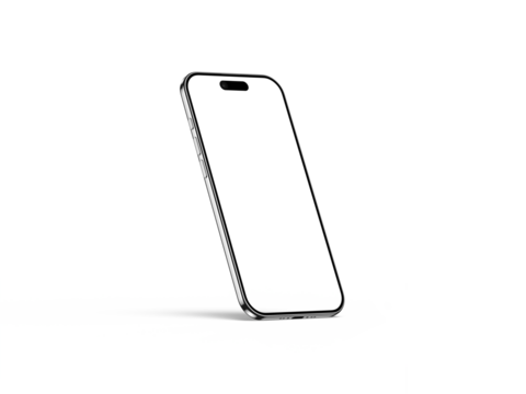 Smartphone Transparent PNG Image with Realistic Shadow | Blank template for mockup
