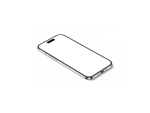 Smartphone Transparent PNG Image with Realistic Shadow | Blank template for mockup
