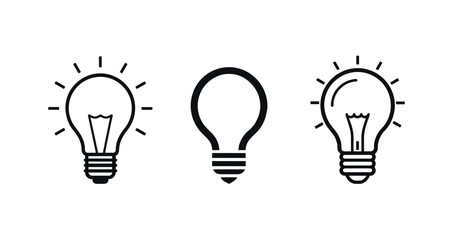 Lightbulb icon set symbolizing idea, innovation, and creativity