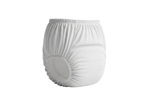 White adult disposable absorbent brief isolated on transparent background