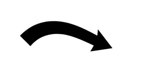 A curved arrow pointing right, designed in a bold and simplistic style.