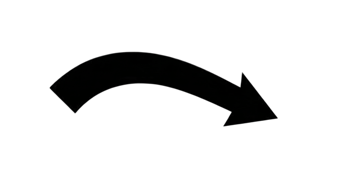A curved arrow pointing right, designed in a bold and simplistic style.