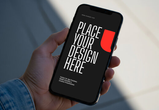 Hand Holding Mobile Phone Screen Mockup