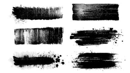 A collection of textured brush strokes, showcasing various styles and patterns suitable for artistic applications.