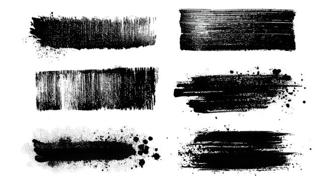 A collection of textured brush strokes, showcasing various styles and patterns suitable for artistic applications.