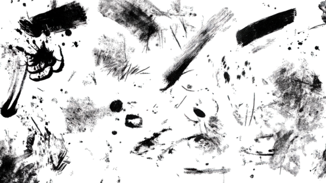 Abstract black background featuring various textures and patterns, creating a visually intriguing and complex design.