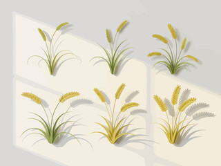 An elegant illustration of stylized grass and wheat plants that emphasizes the beauty of nature, showcasing organic shapes and soft shadows for a fresh vibe.