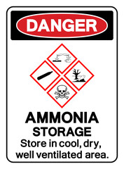 Danger Ammonia Storage Symbol Sign, Vector Illustration, Isolate On White Background, Label. EPS10