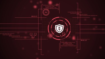 sci-fi visualization of a secure financial network. ai-powered secure payment and transaction interface. future of digital banking: high-tech hud animation. futuristic financial security protection. - Powered by Adobe