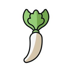 White radish icon for detailed vegetable and farm branding materials.