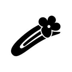 Flower Decorated Snap Hair Clip Icon - Beauty and Fashion Accessory Glyph