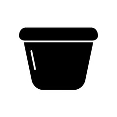 Plant Pot Glyph Icon Black Silhouette for Gardening and Houseplant Containers