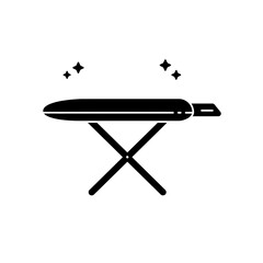 Ironing Board Solid Glyph Icon with Sparkles for Laundry Service