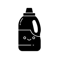 Obraz premium Black Glyph Icon of Happy Detergent Bottle with Handle and Cap.