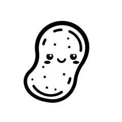Cute kawaii potato icon line drawing