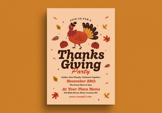 Retro Thanksgiving Event Flyer