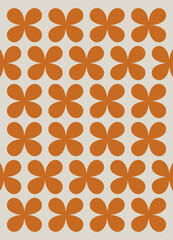 This vibrant pattern features a playful design of orange flowers, evoking a sense of joy and liveliness, perfect for fabric or wallpaper applications.