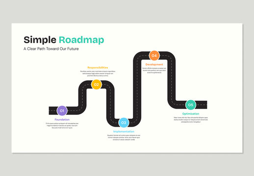 Simple 5 Step Roadmap Infographic Template for Project Planning