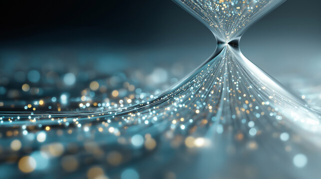 Data Flow Hourglass: A striking visual of a data flow hourglass, symbolizing the constant flow of digital information and the relentless passage of time in the digital age.