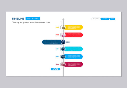 Vertical Timeline Infographic Template for Business Presentation and Milestones