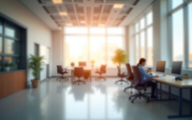 Beautiful blurred background of a light modern office interior. High quality